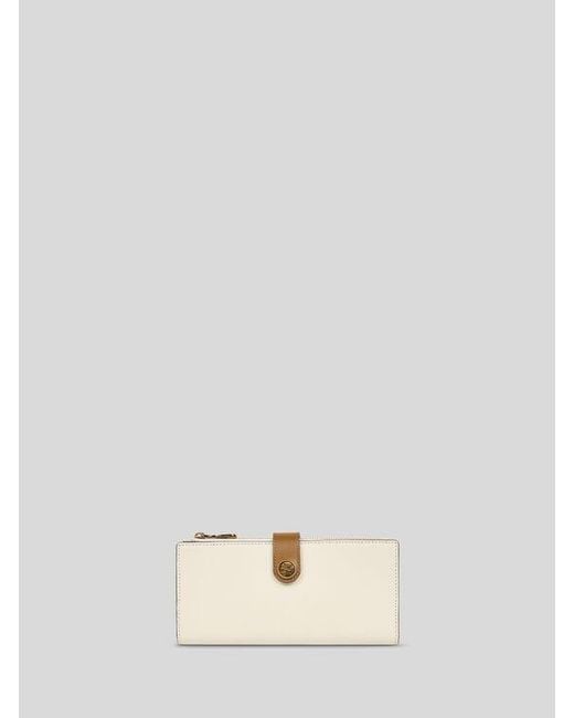 Etro White Leather Wallet With Pegaso Button