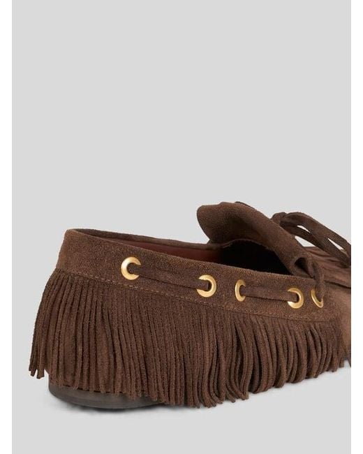 Etro Brown Suede Boat Loafers With Fringing