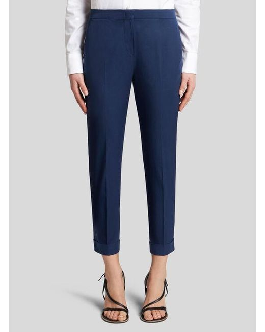 Pantalon Cropped En Coton Stretch, Femme, Taille Etro en coloris Blue