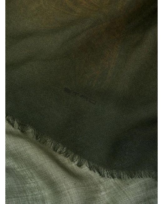 Etro Green Wool And Silk Scarf With Faded Floral Paisley Motif for men