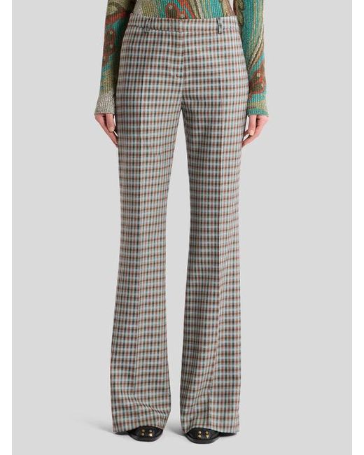 Etro Gray Hose Aus Einer Wollmischung Mit Vichy-Muster, Damen, Größe