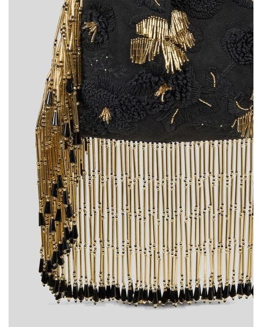 Etro Black Small Suede Kalispera Bag With Embroidery And Beads