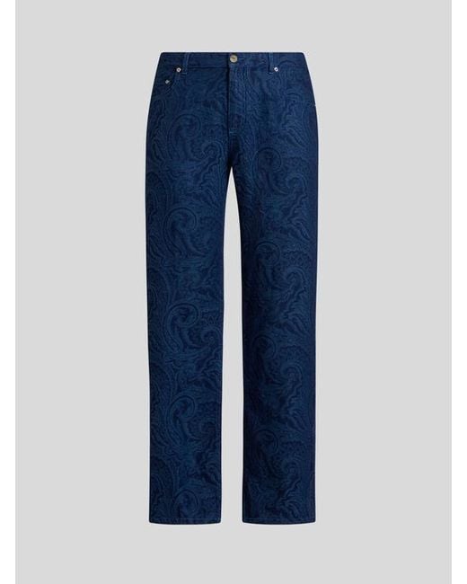Jean Droit À Motif Paisley Fleuri, Homme, Taille Etro pour homme en coloris Blue