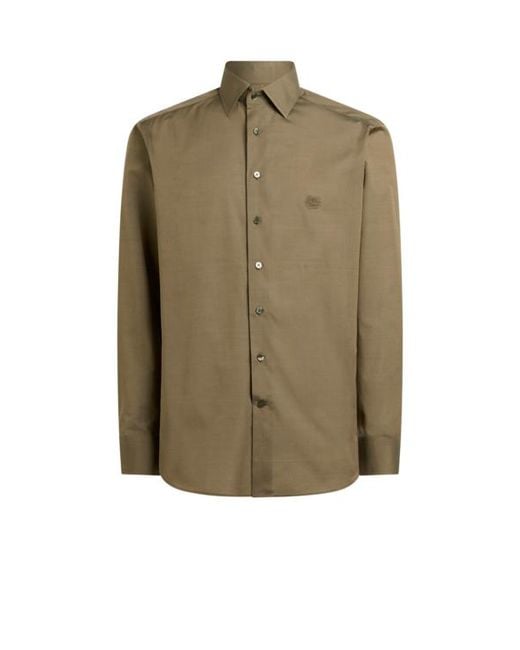 Etro Green Shirt With Pegaso Embroidery for men