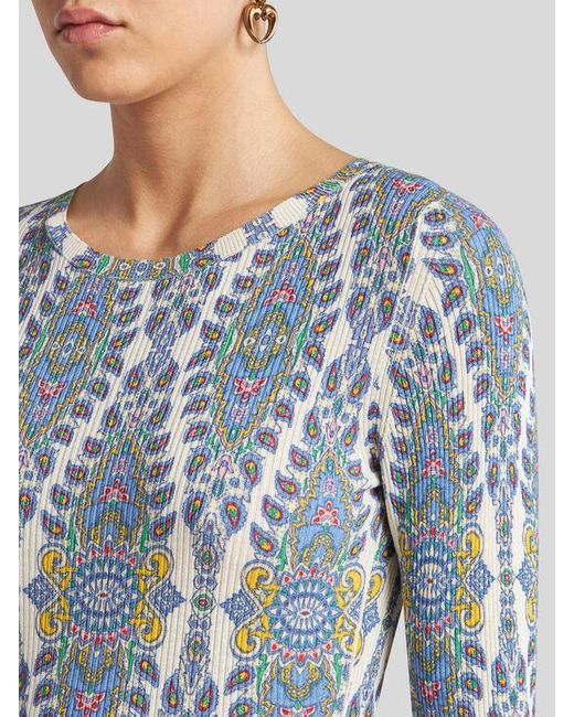 Pull En Soie Mélangée Avec Médaillons Et Motif Paisley, Femme, Taille Etro en coloris Blue