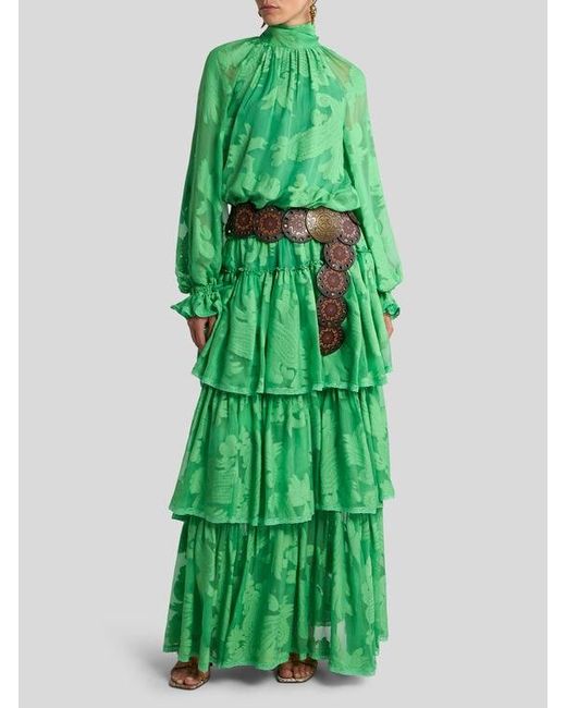 Etro Green Long Dress