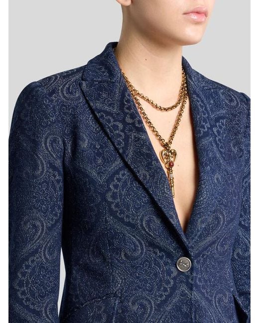 Etro Blue Denim Jacquard Jacket