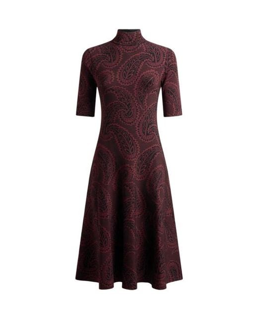 Etro Purple Jacquard Midi Dress With Paisley Foliage Motif