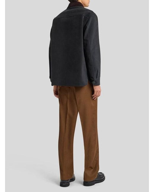 Etro Black Cotton Jacket With Pegaso for men