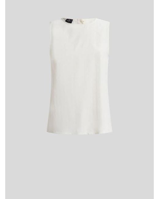 Etro White Paisley Jacquard Top