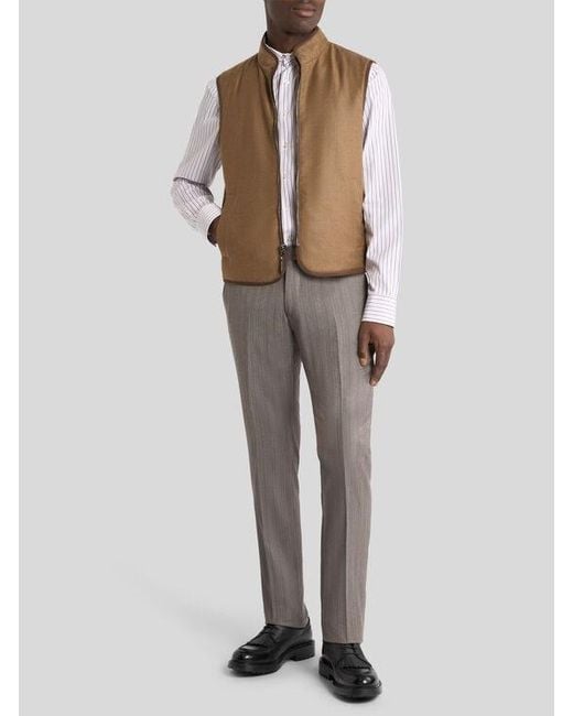 Etro Brown Reversible Silk And Wool Waistcoat for men