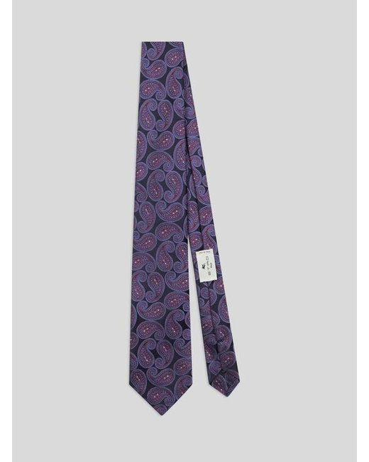 Etro Purple Paisley Silk Jacquard Tie for men