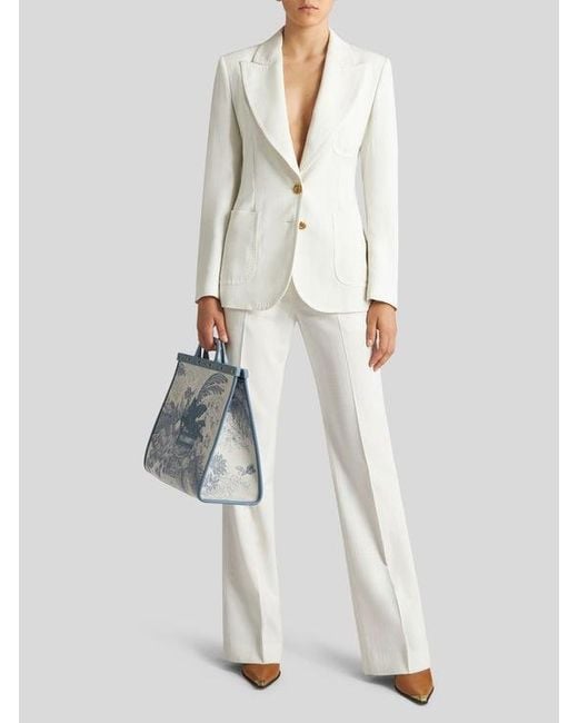 Etro White Slub Fabric Jacket