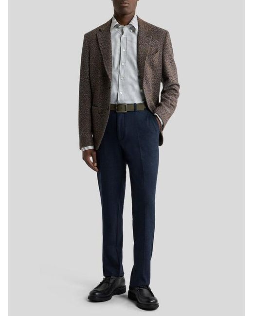Etro Brown Single-Breasted Wool-Blend Basketweave Jacket for men