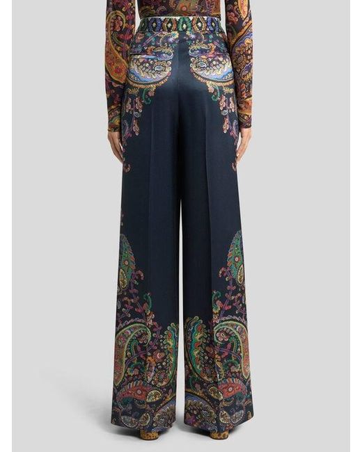 Etro Blue Wide-Leg Trousers