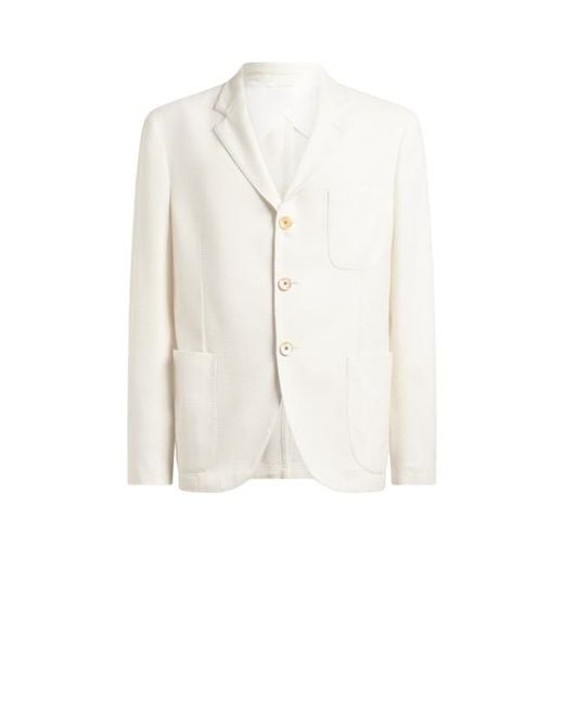 Etro White Single-Breasted Cotton-Blend Jacket for men