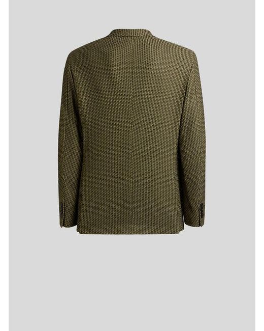 Etro Green Worked Weave Jersey Jacket for men