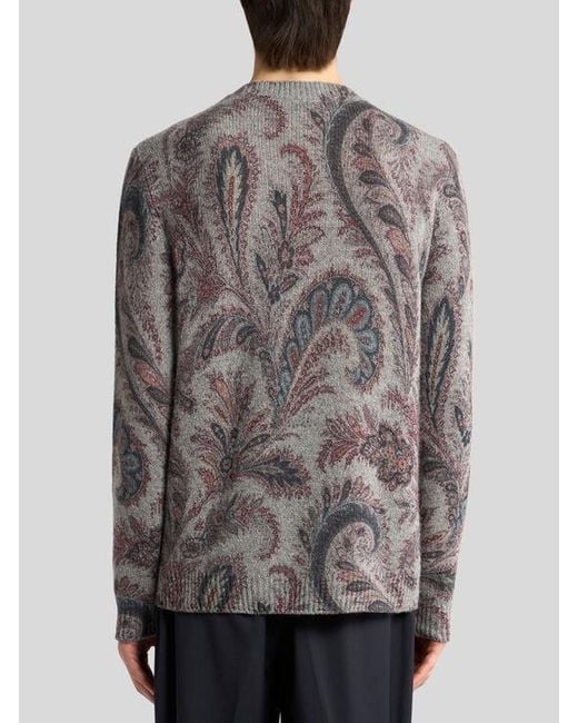 Etro Gray Cashmere Jumper for men