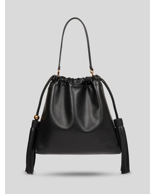 Etro Black Medium Leather Kalispera Bag With Tassels