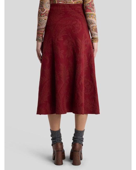 Gonna Midi Con Paisley Floreale Jacquard, Donna, Taglia di Etro in Red