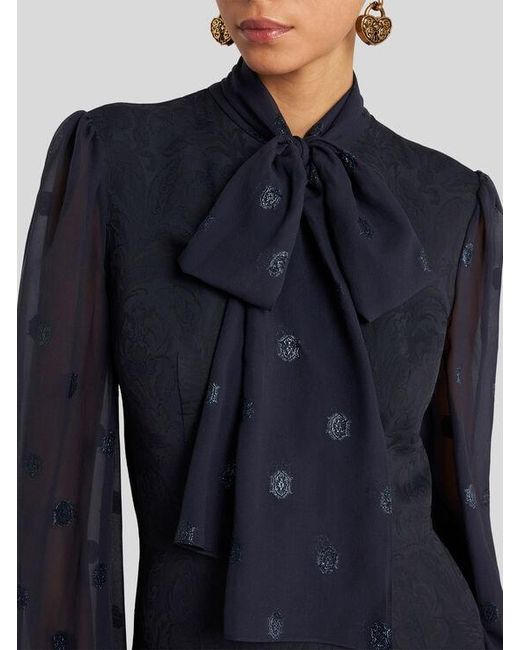 Etro Blue Cady Jacquard Jumpsuit