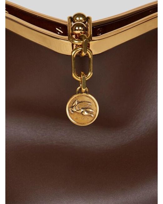 Etro Brown Medium Vela Bag With Thread Work
