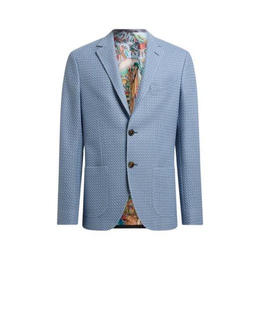 Etro Blue Cotton Jersey Blazer for men