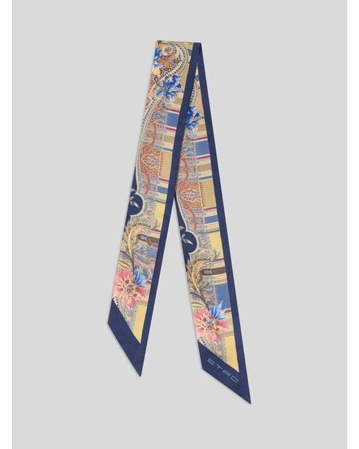 Etro White Silk Twill Paisleyina With Paisley Motif