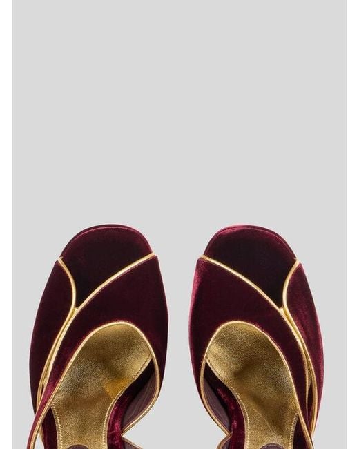 Etro Purple Velvet Platform Sandals With Metallic Trim