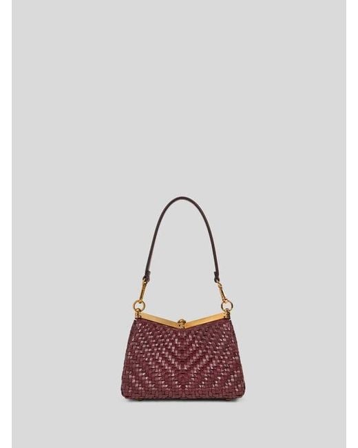 Etro Purple Small Woven Leather Vela Bag