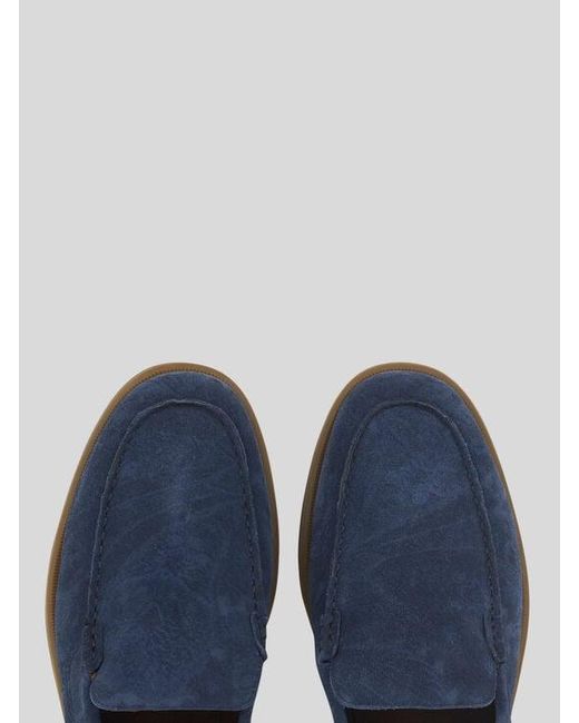 Etro Blue Printed Suede Slip-On Shoes for men