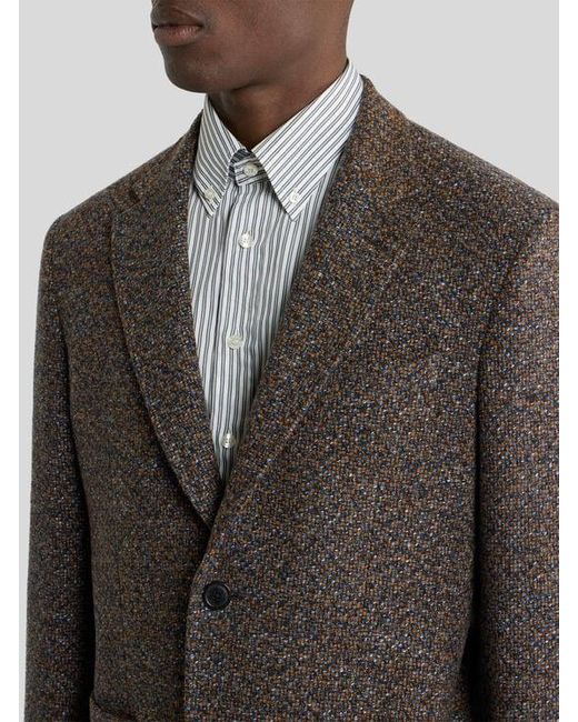 Etro Brown Single-Breasted Wool-Blend Basketweave Jacket for men