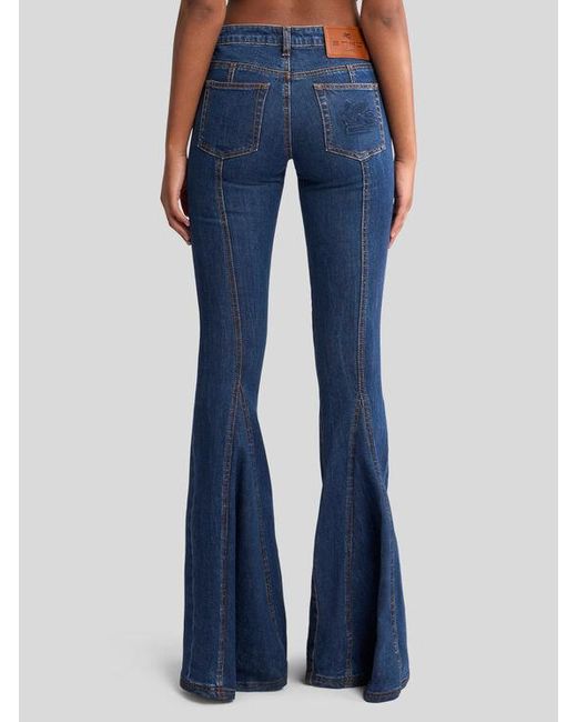 Jean Flare Avec Logo Brodé Au Dos, Femme, Taille Etro en coloris Blue
