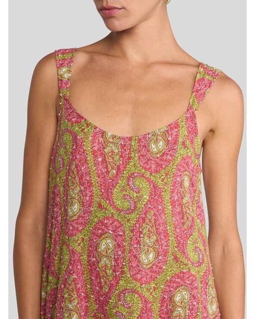 Robe Longue En Coton Plumetis À Motif Paisley Feuillage, Femme, Taille Etro en coloris Brown