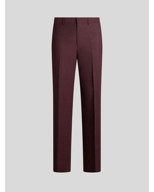 Etro Purple Straight-Leg Wool Trousers for men