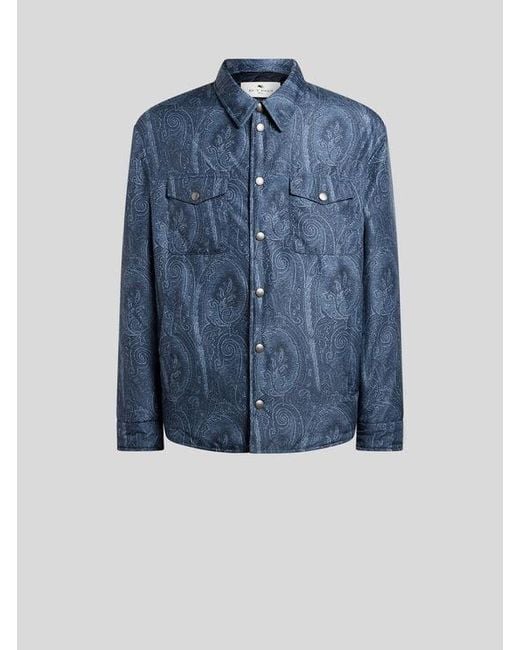 Etro Blue Paisley Overshirt for men