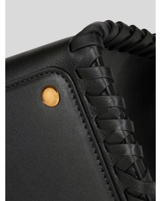 Etro Black Large Vela Bag With Thread Work