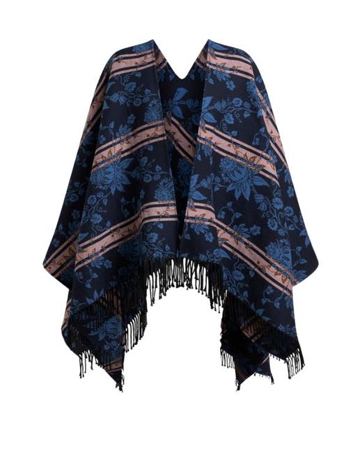 Cape À Motif Jacquard Fleuri, Femme Etro en coloris Blue