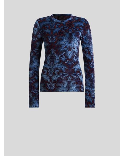 Etro Blue Chenille Jacquard Top