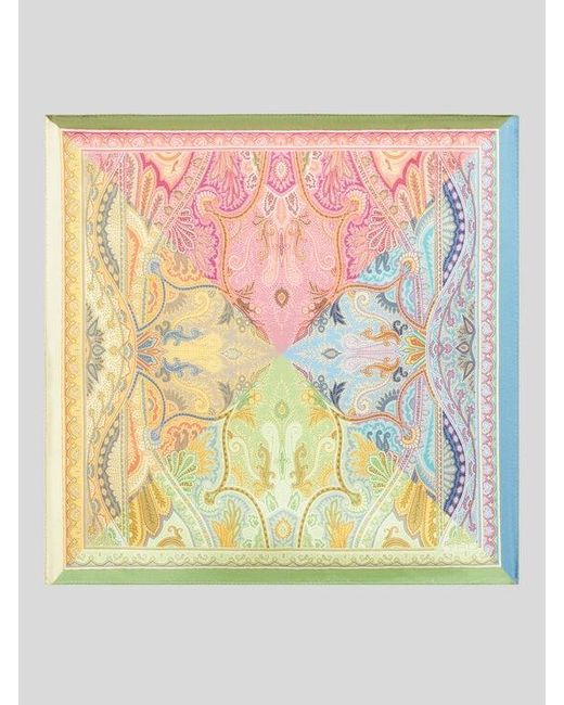 Etro Pink Printed Silk Pocket Square for men