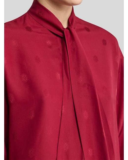 Etro Red Silk Jacquard Blouse