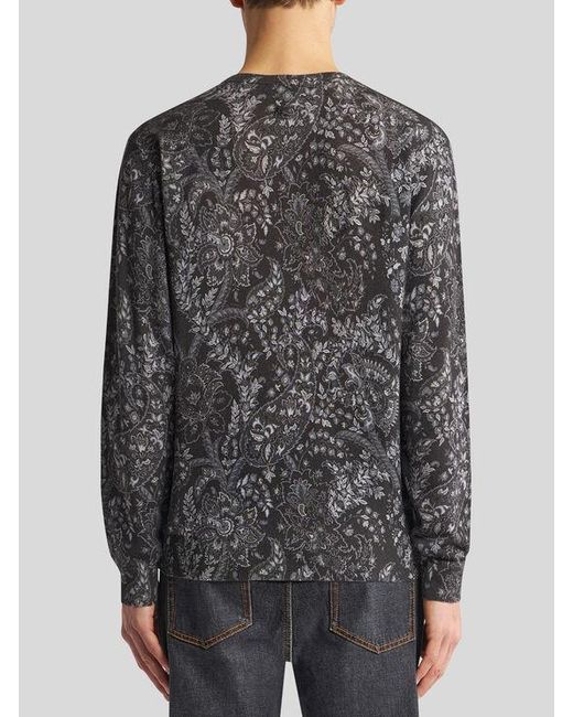 Etro Black Sweater With Paisley Print for men