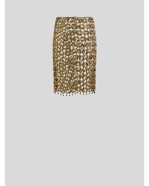 Etro White Skirt With See-Through Metal Paisley Details