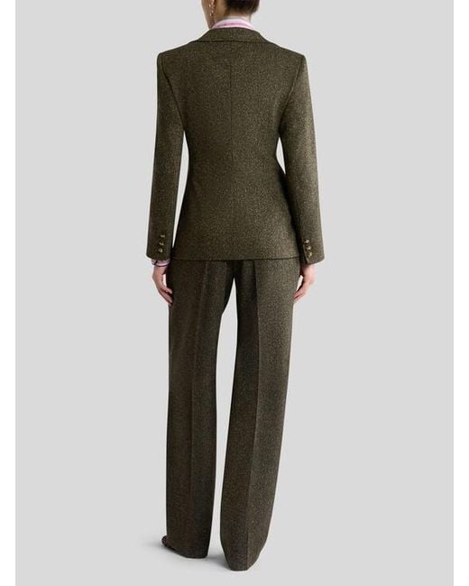 Etro Green Single-Breasted Wool-Blend Jacquard Jacket