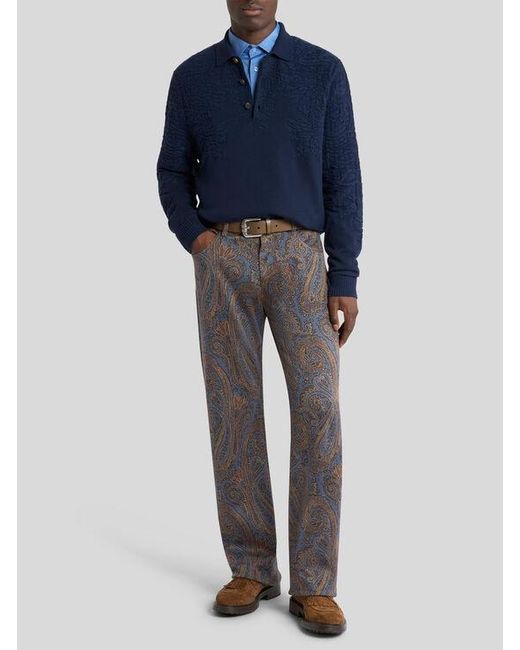 Etro Blue Shirt With Pegaso Embroidery for men