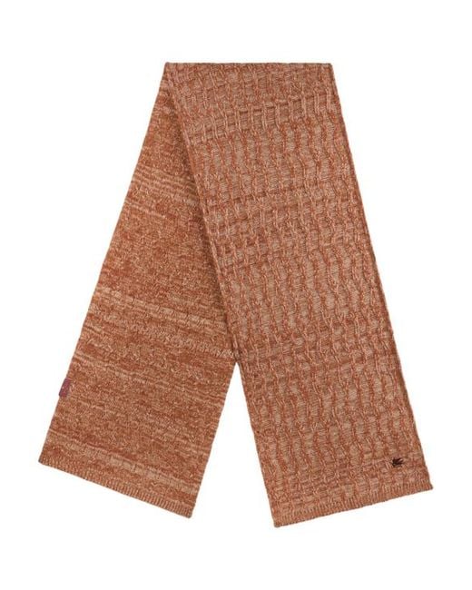 Etro Brown Cable-Knit Cashmere Scarf for men
