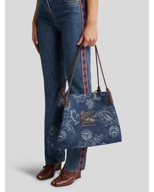 Etro Blue Medium Libra Tote Bag