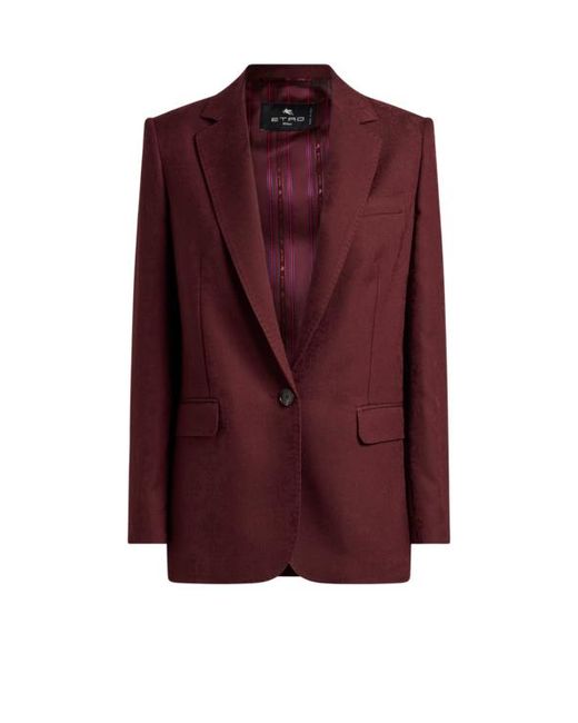 Etro Purple Jacke Aus Leichtem Wollstoff Mit Jacquard-Muster, Damen, Größe