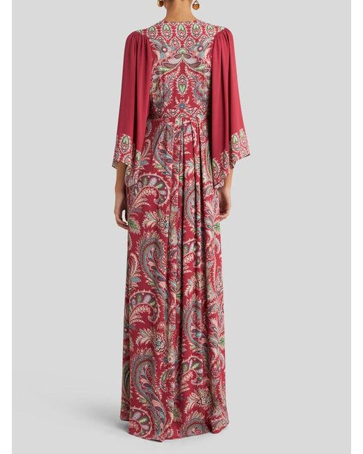 Abito Lungo Con Stampa Paisley Floreale, Donna, Taglia di Etro in Red