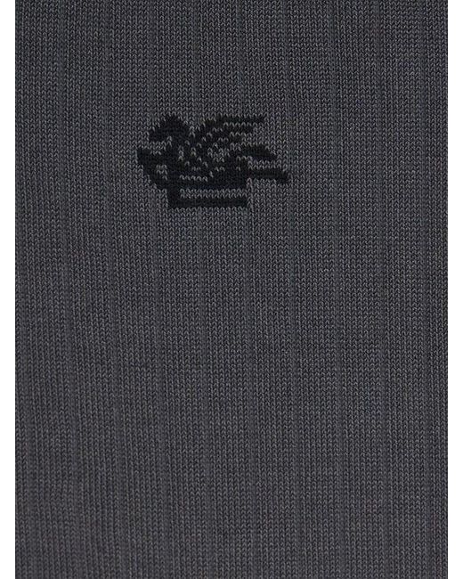 Etro Gray Cotton-Blend Socks With Pegaso Logo for men